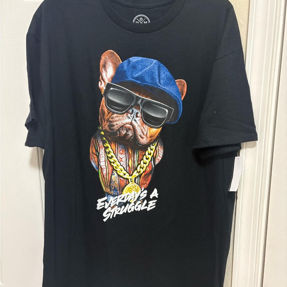 Black Graphic T-Shirt with Bulldog Design